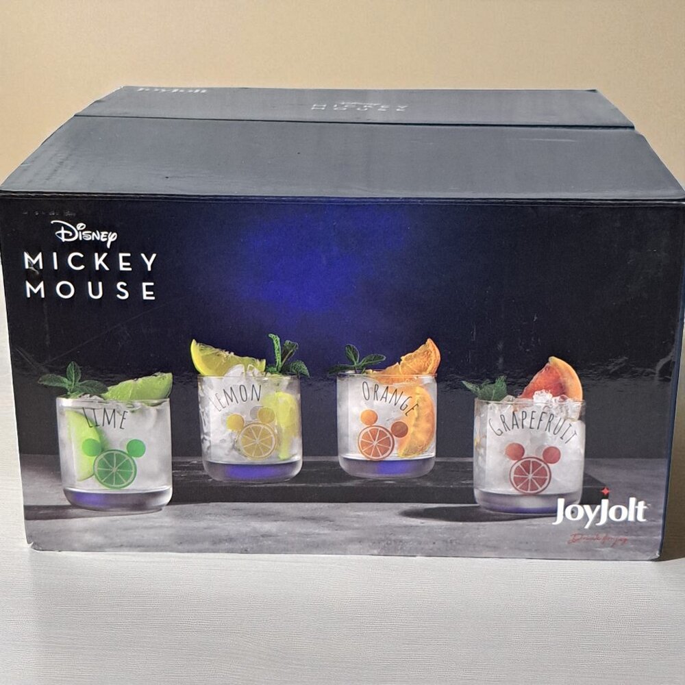 NEW Joyjolt Disney Mickey Mouse Citrus Glasses ~ Set Of 4 10 Oz Drinking Glasses - Picture 5 of 13